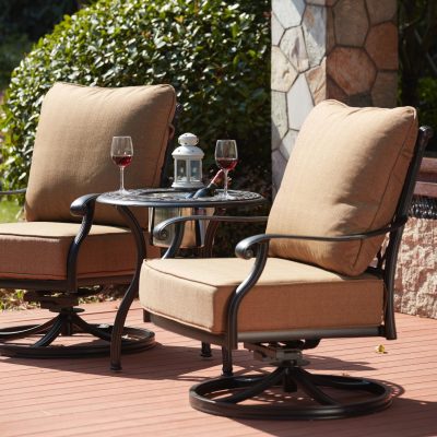 Madison 3 Piece Cast Aluminum Patio Conversation Set W/ Ice Bucket Insert By Darlee