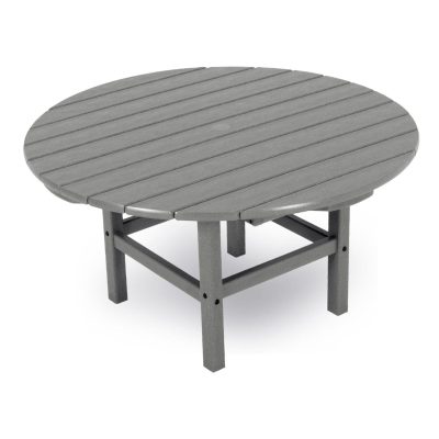 POLYWOOD 38-Inch Round Conversation Table – Slate Grey