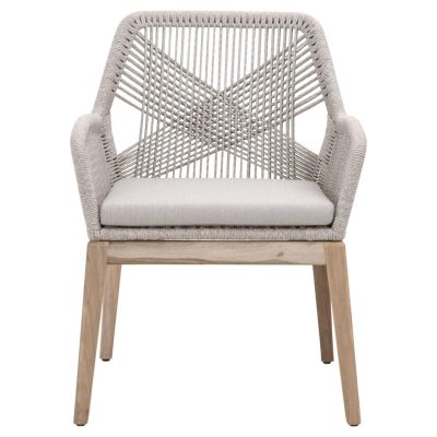 Peninsula Way Woven Rope Dining Arm Chair in Taupe & White – Set of 2 – By Lakeview