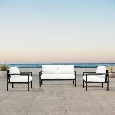 Lakeview Avenue Bay Black/Carbon 3 Pc Loveseat Set – Canvas Natural