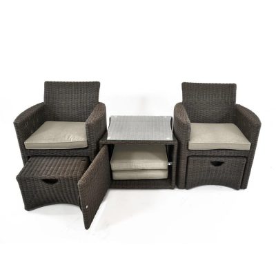 Kettler CUPIDO Wicker 5 Piece Patio Conversation Set With Cast Ash Cushions