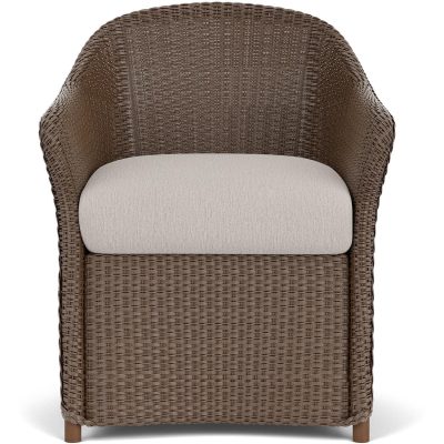 Weekend Retreat Wicker Dining Arm Chair in Bark/Remy Cloud By Lloyd Flanders