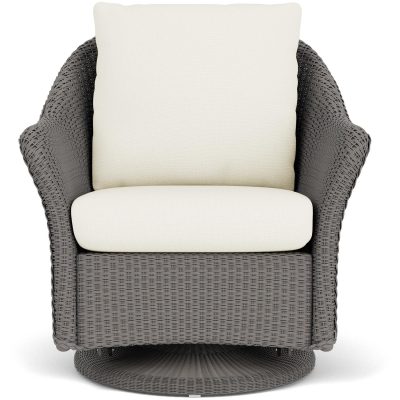 Weekend Retreat Wicker Club Chair w/ Swivel Gliders in Pewter/Sailcloth Salt By Lloyd Flanders