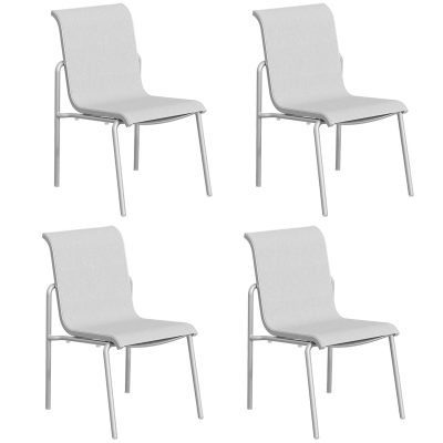 Orso 4 Pc Soft Sling & Aluminum Dining Side Chair in Flint/Fog By Oxford Garden