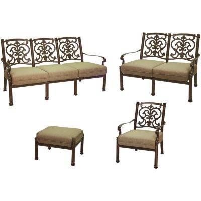 Darlee Santa Barbara 4 Piece Cast Aluminum Patio Conversation Seating Set – Antique Bronze