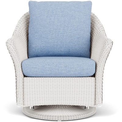 Weekend Retreat Wicker Club Chair w/ Swivel Gliders in White/Demo Skyway By Lloyd Flanders