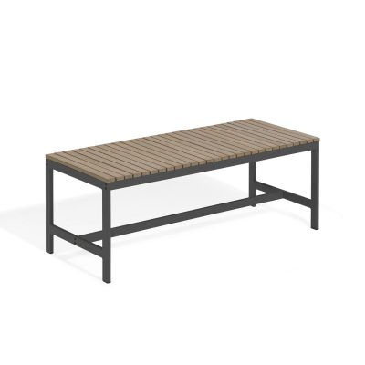 Travira 48 Inch Aluminum Bench W/ Vintage Tekwood Top in Carbon By Oxford Garden