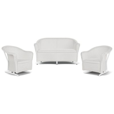 Reflections 3 Pc Wicker Rocking Seating Set in Matte White By Lloyd Flanders