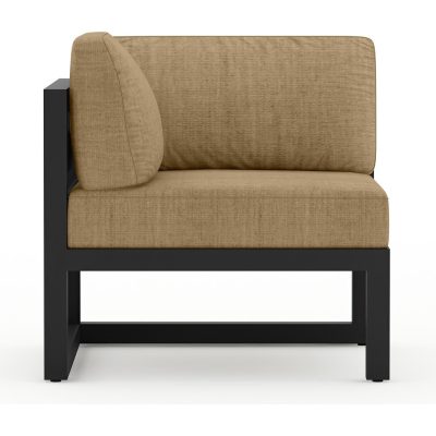 Misty Cove Aluminum Corner Section in Black W/ Heather Beige Cushions By Lakeview