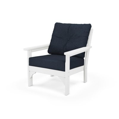 POLYWOOD Vineyard Deep Seating Chair – White / Marine Indigo