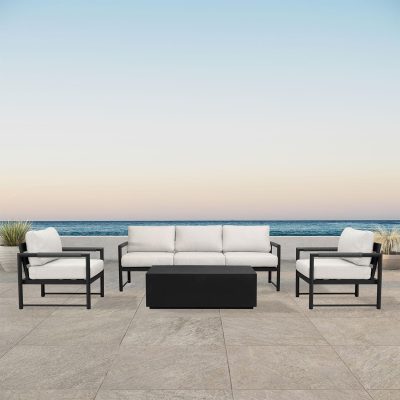 Lakeview Avenue Bay Black/Carbon 4 Pc Sofa Set – Cast Silver