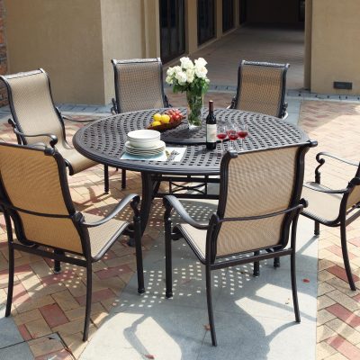 Darlee Monterey 8 Piece Sling Patio Dining Set With Lazy Susan