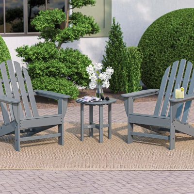 POLYWOOD Classic Adirondack 3-Piece Set – Slate Grey