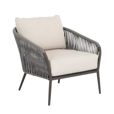 Sunset West Florence Olefin Rope & Aluminum Patio Club Chair W/ Sunbrella Echo Ash Cushions