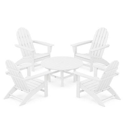 POLYWOOD Vineyard 5-Piece Adirondack Chair Conversation Set – White