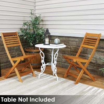 Ultimate Patio Meranti Wood Outdoor Folding Patio Chairs – Set of 2 – Teak Oil Finish