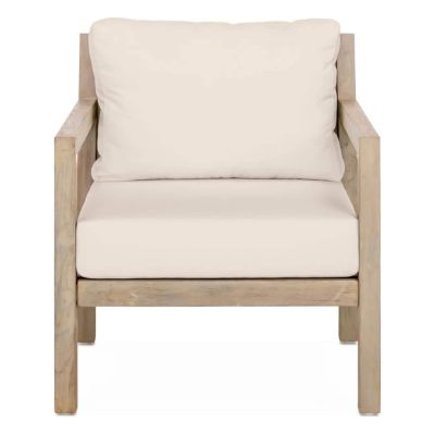 Monday Brushed Teak Patio Club Chair in Sand By Teak + Table