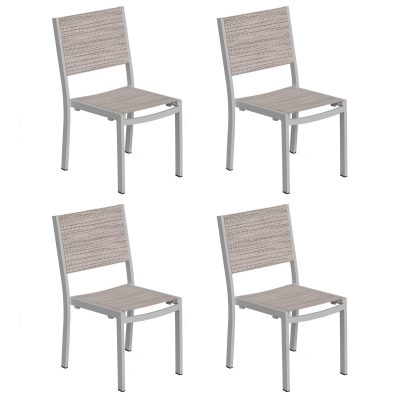 Travira 4 Pc Composite Sling & Aluminum Dining Side Chair in Flint/Bellows By Oxford Garden
