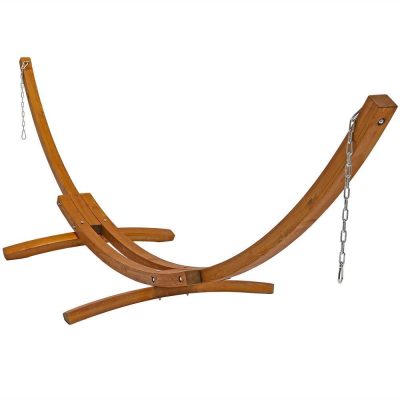 Ultimate Patio Solid Wood Curved Hammock Stand – Natural