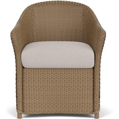 Weekend Retreat Wicker Dining Arm Chair in Fawn/Remy Cloud By Lloyd Flanders