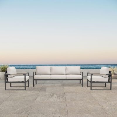 Lakeview Avenue Bay Slate/Pebble Gray 3 Pc Sofa Club Chair Set – Cast Silver