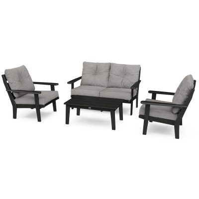 POLYWOOD Lakeside 4-Piece Deep Seating Set – Black / Grey Mist