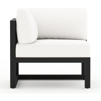 Misty Cove Aluminum Corner Section in Black W/ Canvas Natural Cushions By Lakeview