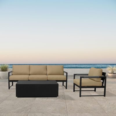 Lakeview Avenue Bay Black/Carbon 3 Pc Sofa Set – Heather Beige