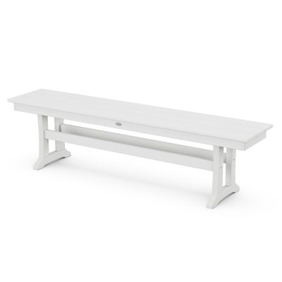 POLYWOOD Farmhouse Trestle 65-Inch Bench – White