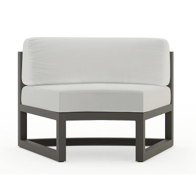 Misty Cove Aluminum Curve Seat 2 Piece in Slate W/ Canvas Natural Cushions By Lakeview