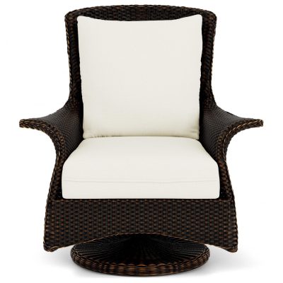 Mandalay Wicker Swivel Rockers Club Chair in Mink/Sailcloth Salt By Lloyd Flanders