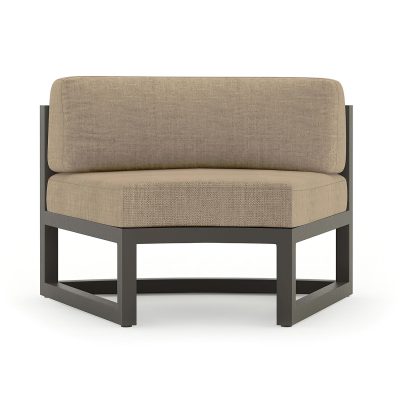 Misty Cove Aluminum Curve Seat 2 Piece in Slate W/ Heather Beige Cushions By Lakeview