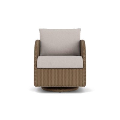 Essence Wicker Club Chair w/ Swivel Gliders in Fawn/Remy Cloud By Lloyd Flanders