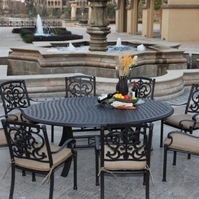 Darlee Santa Barbara 9 Piece Cast Aluminum Patio Dining Set With Oval Table – Antique Bronze