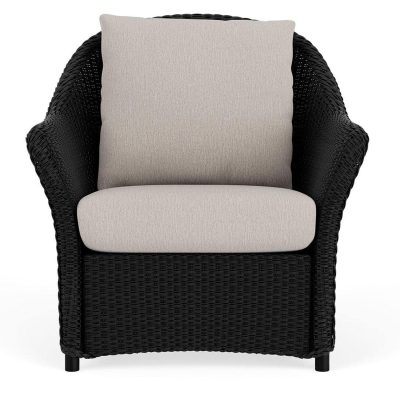 Weekend Retreat Wicker Club Chair in Ebony/Remy Cloud By Lloyd Flanders