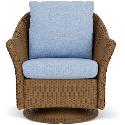 Weekend Retreat Wicker Club Chair w/ Swivel Gliders in Hickory/Demo Skyway By Lloyd Flanders