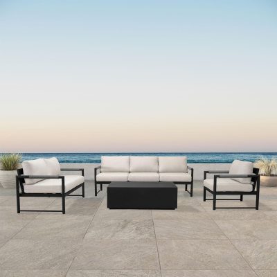 Lakeview Avenue Bay Black/Carbon 4 Pc Sofa Loveseat Set – Cast Silver