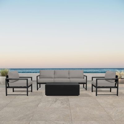 Lakeview Avenue Bay Black/Carbon 4 Pc Sofa Set – Canvas Charcoal