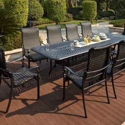 Darlee Victoria 11 Piece Resin Wicker Patio Dining Set W/ 92 X 42 Inch Rectangular Extension Table