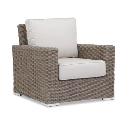 Coronado Wicker Patio Club Chair W/ Sunbrella Canvas Flax Cushions By Sunset West