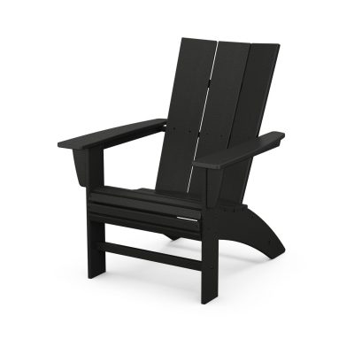 POLYWOOD Modern Curveback Adirondack Chair – Black