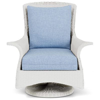 Mandalay Wicker Swivel Rockers Club Chair in Matte White/Demo Skyway By Lloyd Flanders