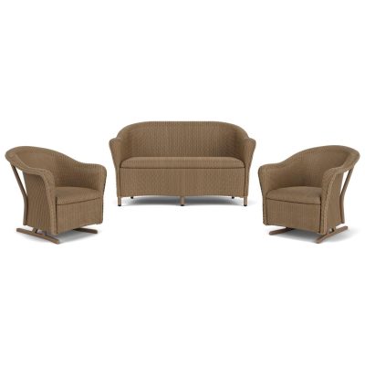 Reflections 3 Pc Wicker Rocking Seating Set in Fawn By Lloyd Flanders