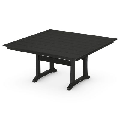 POLYWOOD 59-Inch Farmhouse Trestle Dining Table – Black