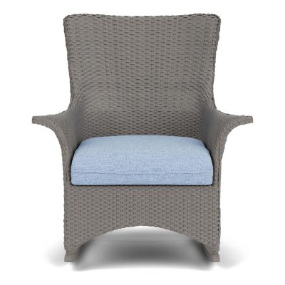 Mandalay Wicker Rocking Chair w/ Cushions in Pewter/Demo Skyway By Lloyd Flanders