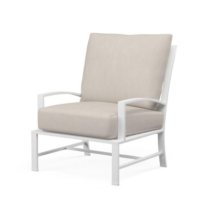 Sunset West Bristol Aluminum Patio Club Chair W/ Sunbrella Canvas Flax Self Welt Cushions