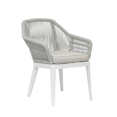 Sunset West Miami Olefin Rope & Aluminum Patio Dining Chair W/ Sunbrella Echo Ash Cushion