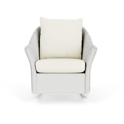 Weekend Retreat Wicker Rocking Chair in Matte White/Sailcloth Salt By Lloyd Flanders