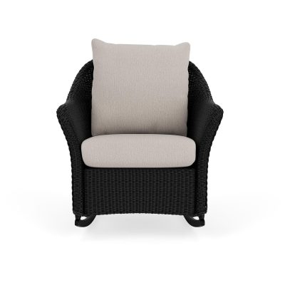 Weekend Retreat Wicker Rocking Chair in Ebony/Remy Cloud By Lloyd Flanders