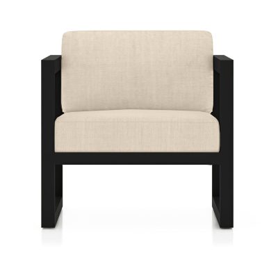 Misty Cove Aluminum Club Chair in Black W/ Canvas Flax Cushions By Lakeview